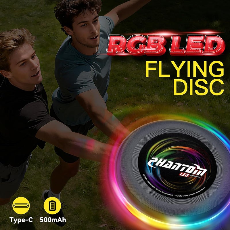 BAOMWSL Light Up Flying Disc - 16 Million Colors RGB or 50 LEDs, Ultra Bright, 13 Light Modes, Rechargeable, Waterproof, Christmas Stocking Stuffers Gift, Camping Toy for Kid/Teen/Adult, 175g - Image 3